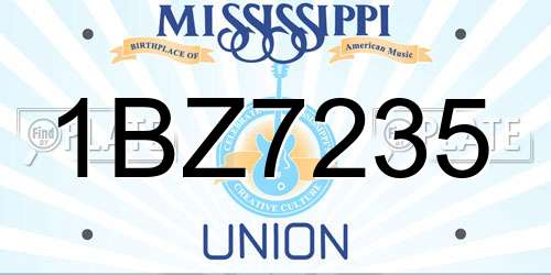 1BZ7235 Mississippi License Plate