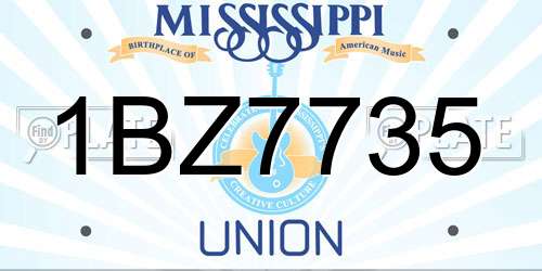 1BZ7735 Mississippi License Plate