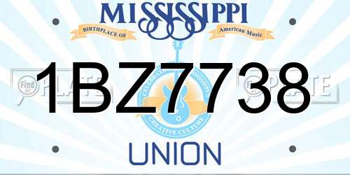 1BZ7738 Mississippi License Plate