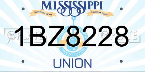 1BZ8228 Mississippi License Plate