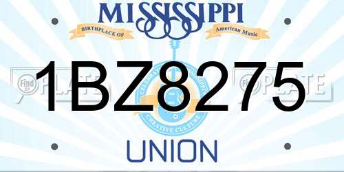 1BZ8275 Mississippi License Plate