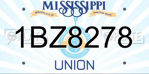 1BZ8278 Mississippi License Plate