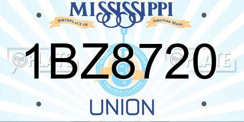 1BZ8720 Mississippi License Plate