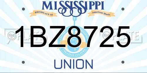 1BZ8725 Mississippi License Plate