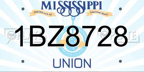 1BZ8728 Mississippi License Plate