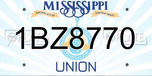 1BZ8770 Mississippi License Plate