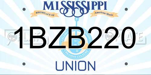 1BZB220 Mississippi License Plate