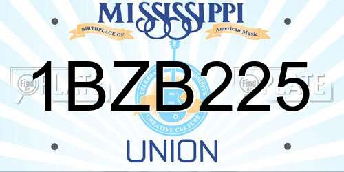 1BZB225 Mississippi License Plate