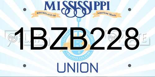 1BZB228 Mississippi License Plate