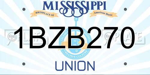 1BZB270 Mississippi License Plate