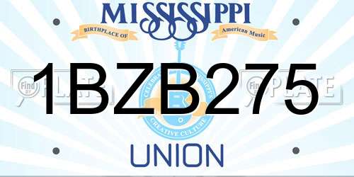 1BZB275 Mississippi License Plate