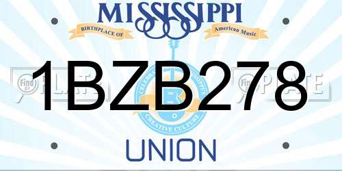 1BZB278 Mississippi License Plate