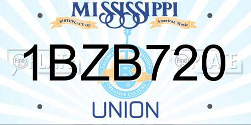 1BZB720 Mississippi License Plate