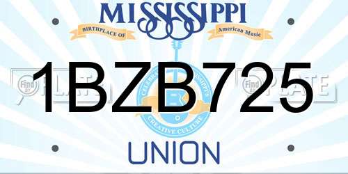 1BZB725 Mississippi License Plate