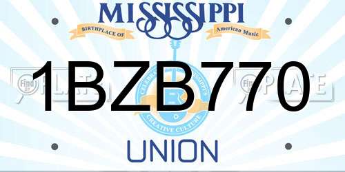 1BZB770 Mississippi License Plate