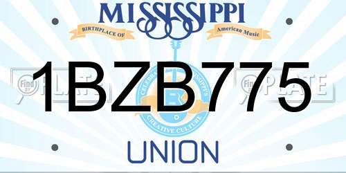 1BZB775 Mississippi License Plate