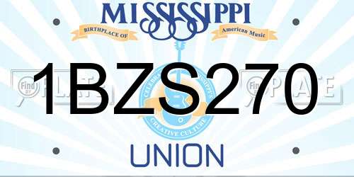 1BZS270 Mississippi License Plate