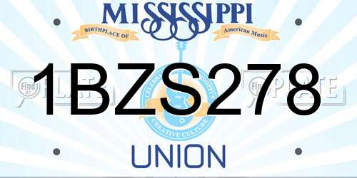 1BZS278 Mississippi License Plate