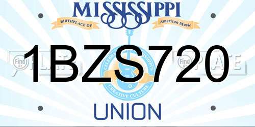 1BZS720 Mississippi License Plate