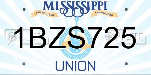 1BZS725 Mississippi License Plate