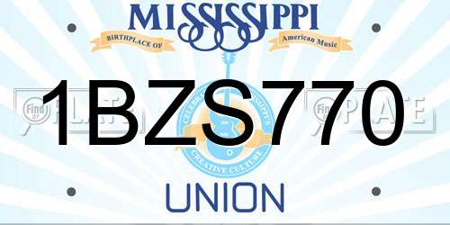 1BZS770 Mississippi License Plate