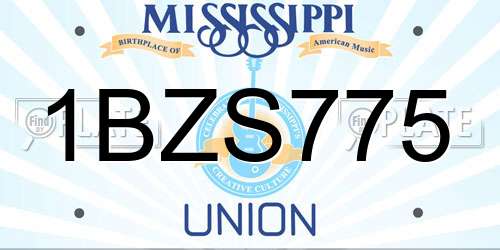 1BZS775 Mississippi License Plate