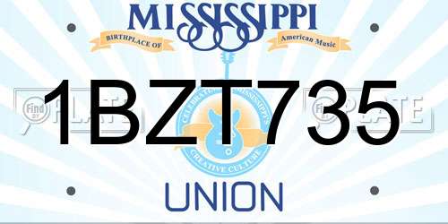 1BZT735 Mississippi License Plate