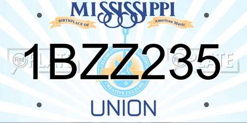 1BZZ235 Mississippi License Plate