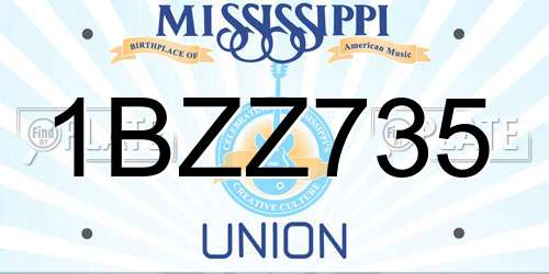 1BZZ735 Mississippi License Plate