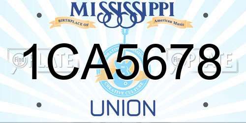 1CA5678 Mississippi License Plate