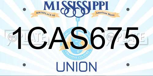 1CAS675 Mississippi License Plate