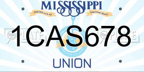 1CAS678 Mississippi License Plate