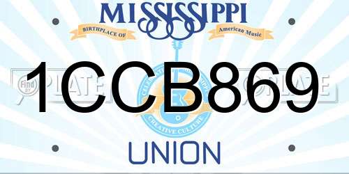 1CCB869 Mississippi License Plate