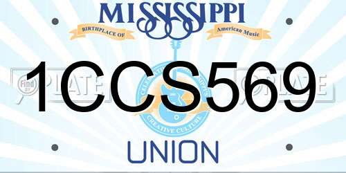 1CCS569 Mississippi License Plate