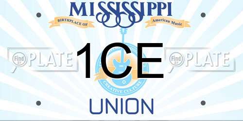 1CE Mississippi License Plate