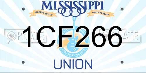 1CF266 Mississippi License Plate