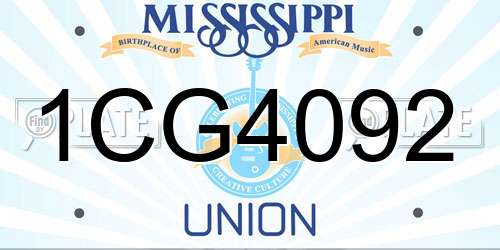 1CG4092 Mississippi License Plate