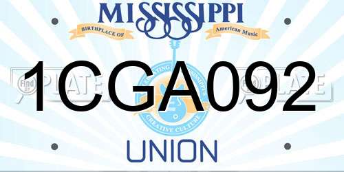 1CGA092 Mississippi License Plate