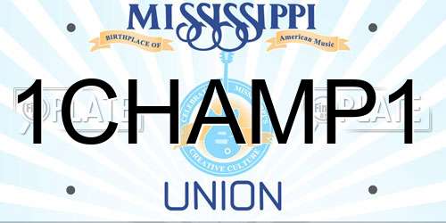 1CHAMP1 Mississippi License Plate