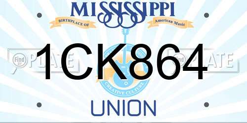 1CK864 Mississippi License Plate