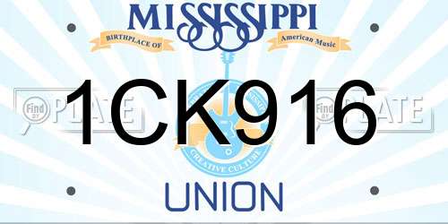 1CK916 Mississippi License Plate