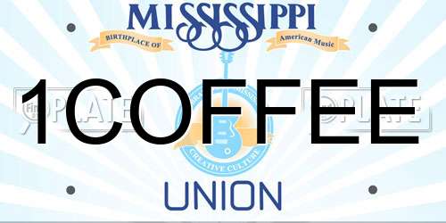 1COFFEE Mississippi License Plate