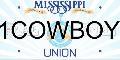 1COWBOY Mississippi License Plate
