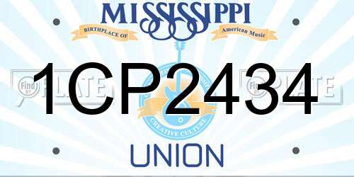 1CP2434 Mississippi License Plate