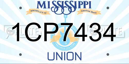 1CP7434 Mississippi License Plate