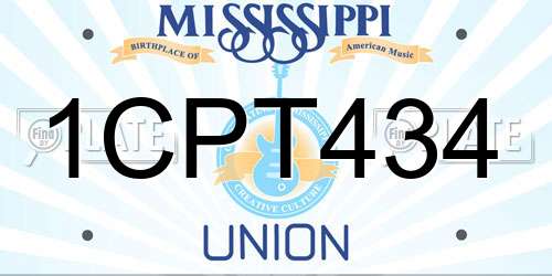 1CPT434 Mississippi License Plate