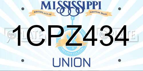 1CPZ434 Mississippi License Plate