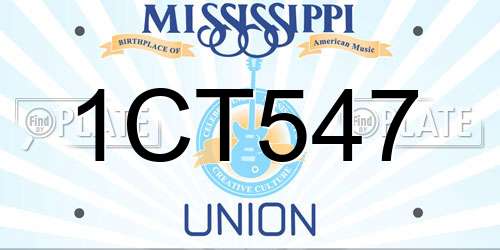 1CT547 Mississippi License Plate