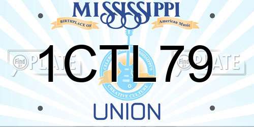1CTL79 Mississippi License Plate
