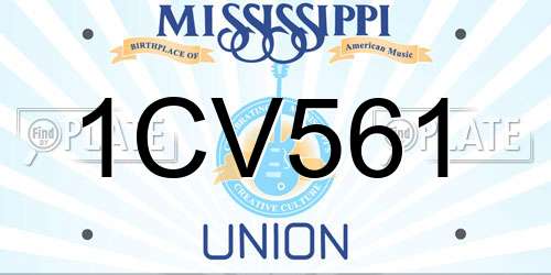 1CV561 Mississippi License Plate